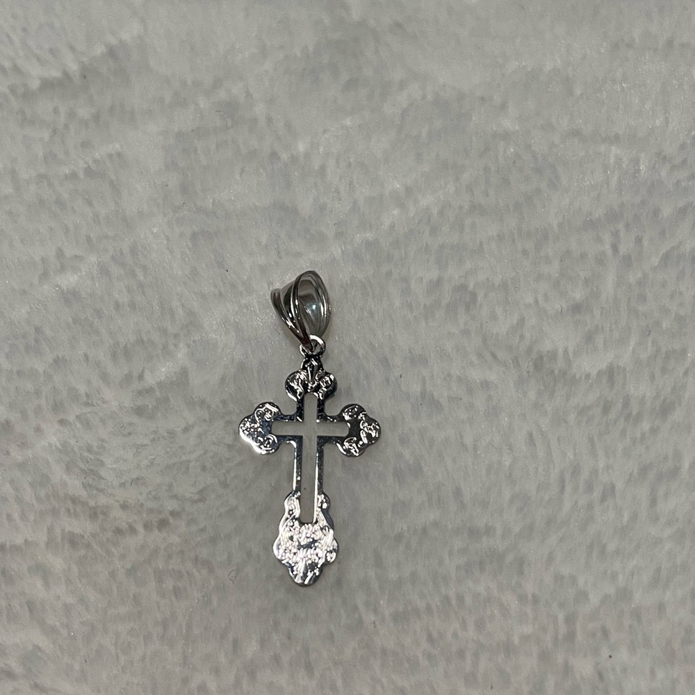 14k white gold cross pendant.